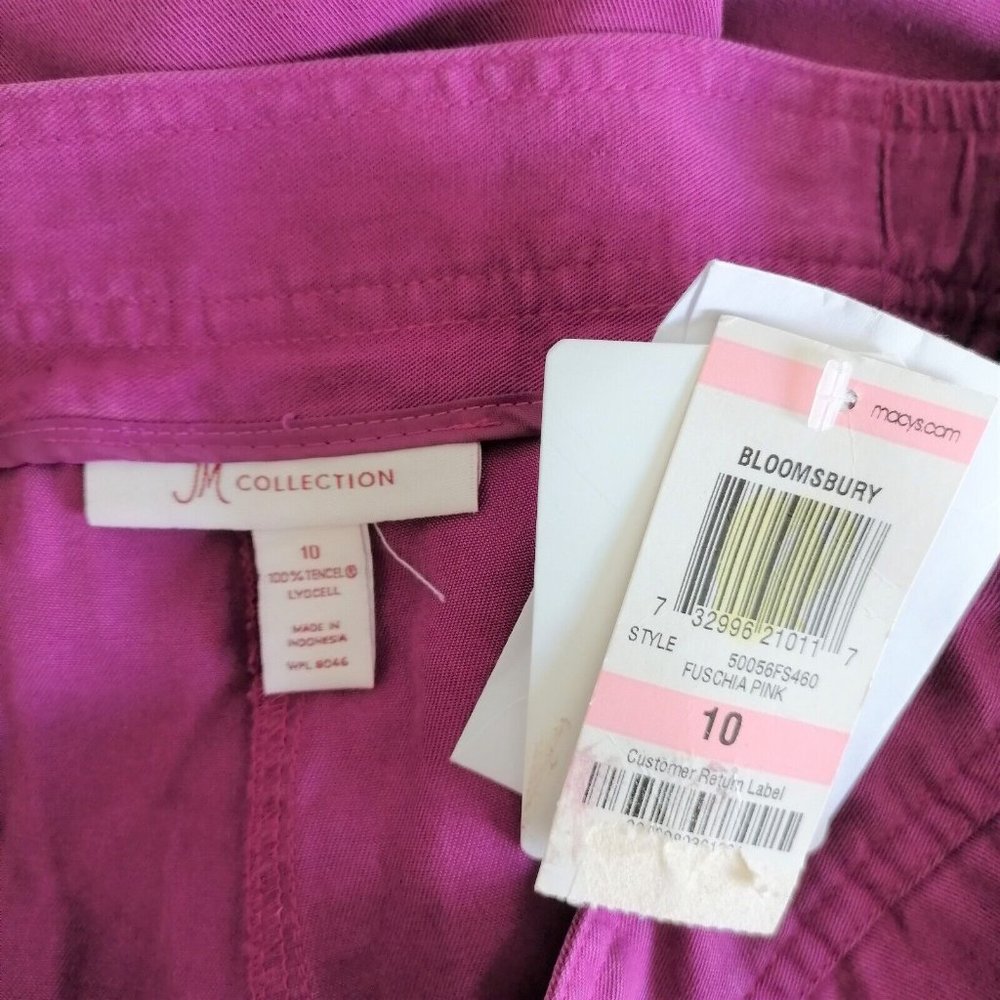 JM Collection Womens Fuchsia Pink High Rise Drawstring Capri Pants Size 10 - Picture 5 of 6